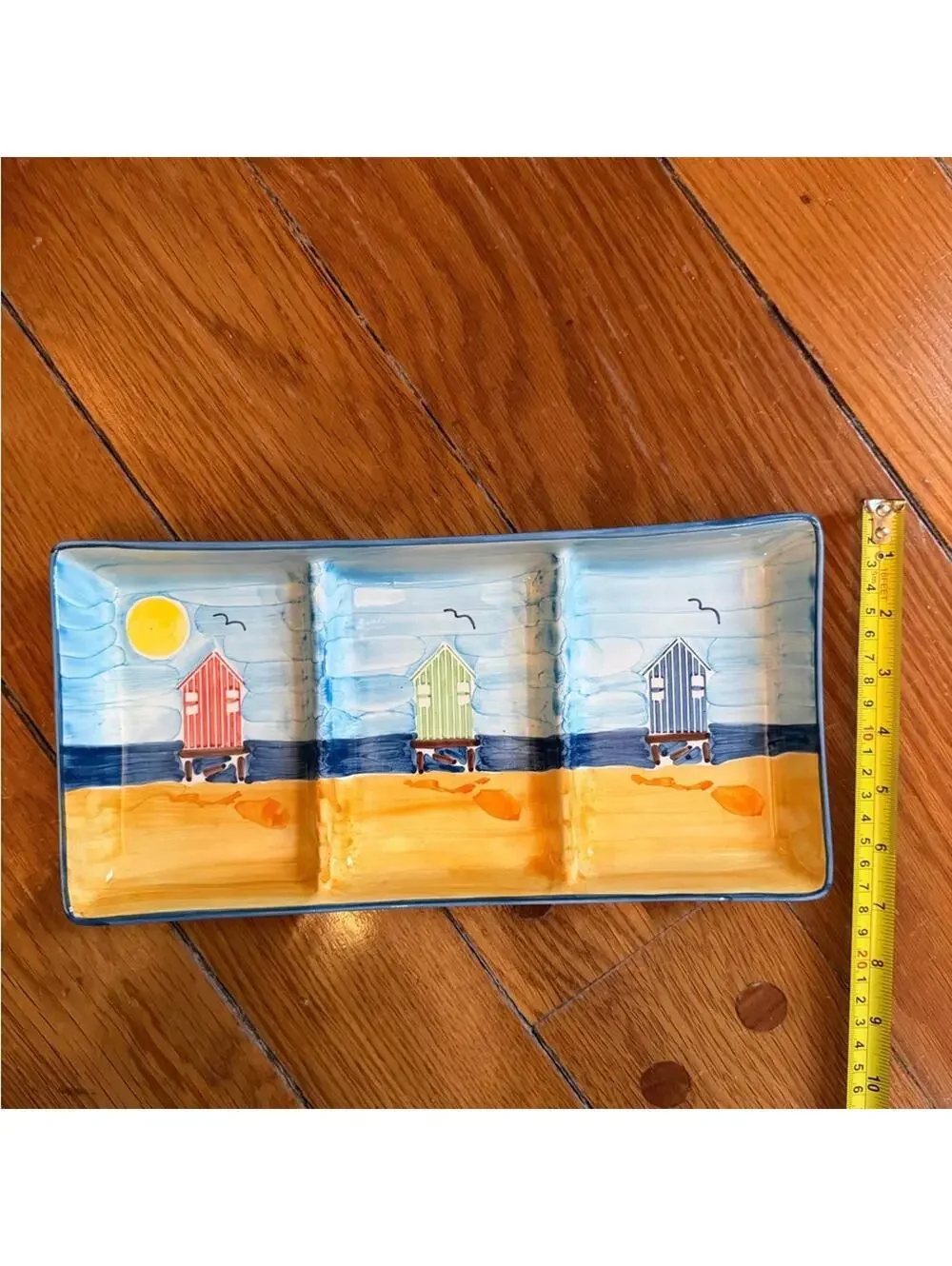 Sur La Table 3 sectional porcelain beach hut theme tray